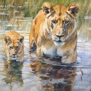 LC012-Lioness and Cub