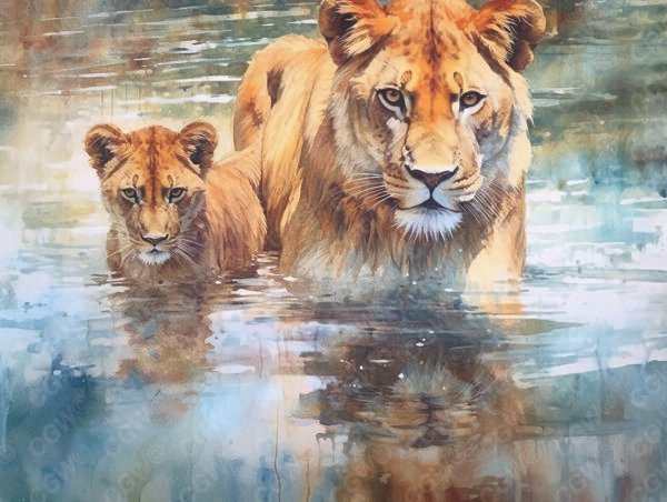 LC009-Lioness and Cub
